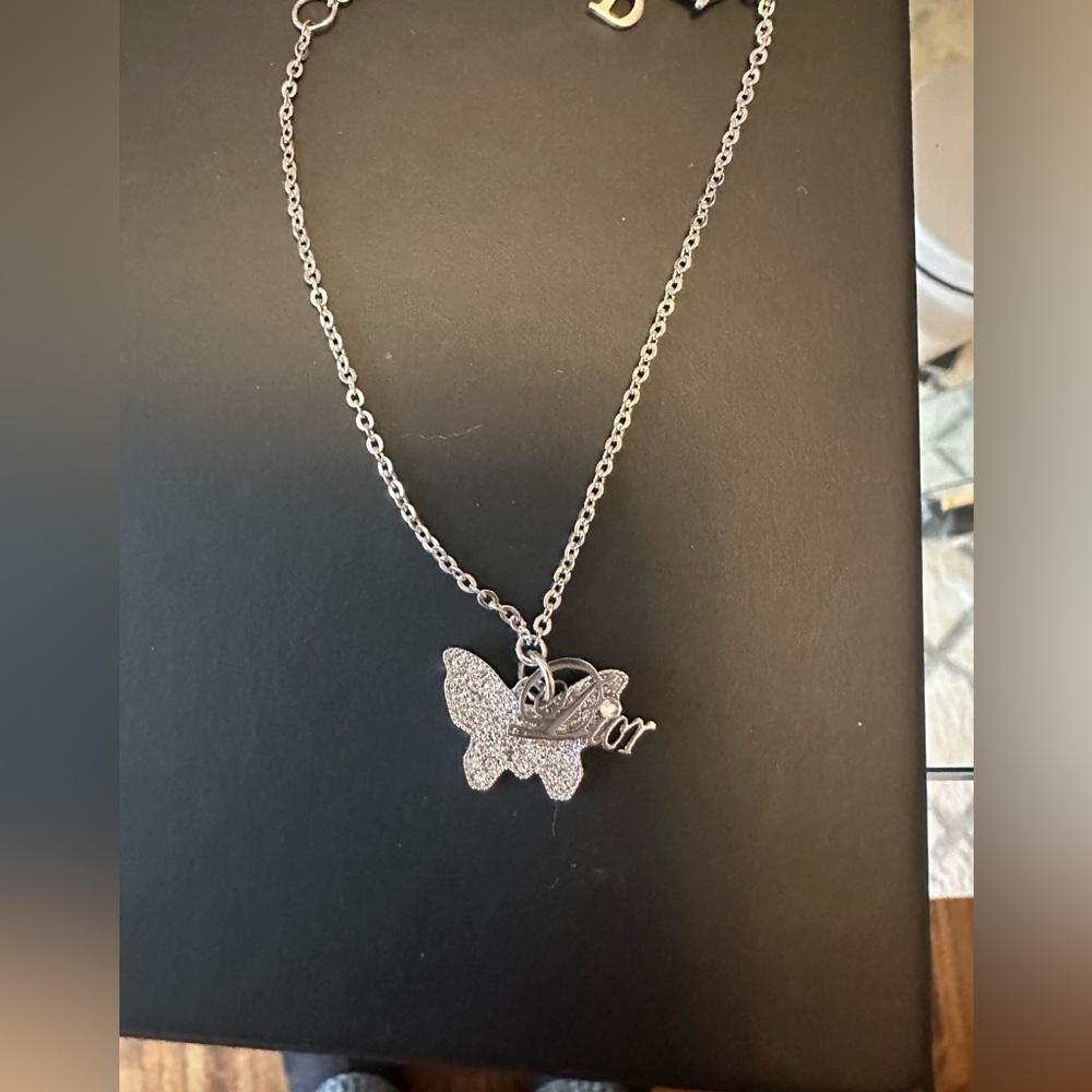 Dior Silver Crystal Embellished Butterfly Adjustable Bracelet, with COA